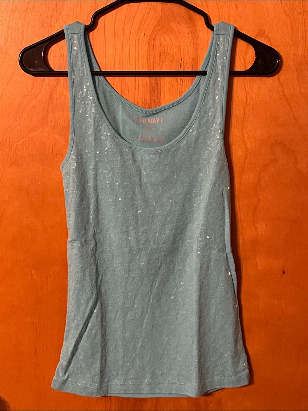 Old Navy Light Blue Sequin Scoop Neck Tank